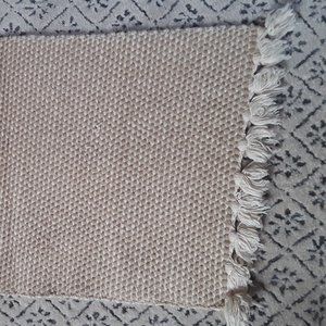 Pair of IKEA Approx. 2x3 Off-White Throw Rugs with Tassels